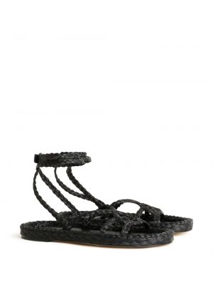 Pīti dabīgās ādas sandales Alanui melns