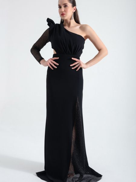 Вечерна рокля на райета с дантела Lafaba черно