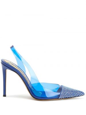 Прозрачни полуотворени обувки с отворена пета Alexandre Vauthier синьо