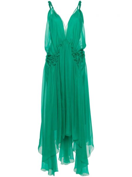Zelené šifonové midi šaty Alberta Ferretti