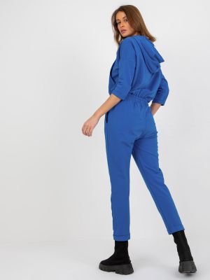 Kapuutsiga pükskostüüm Fashionhunters sinine