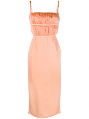 Копринена миди рокля от шифон Rejina Pyo оранжево