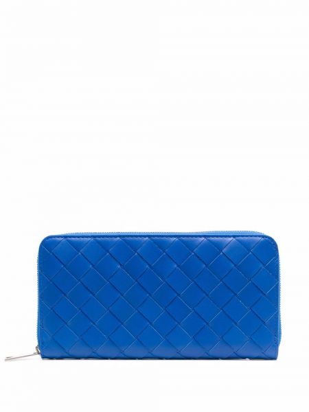 Pletená peňaženka Bottega Veneta modrá