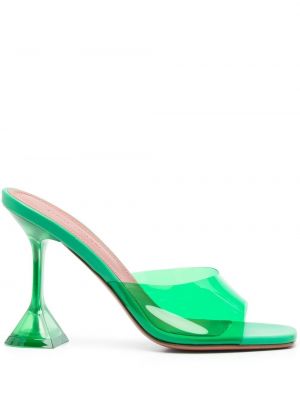 Sandali con punta aperta Amina Muaddi verde