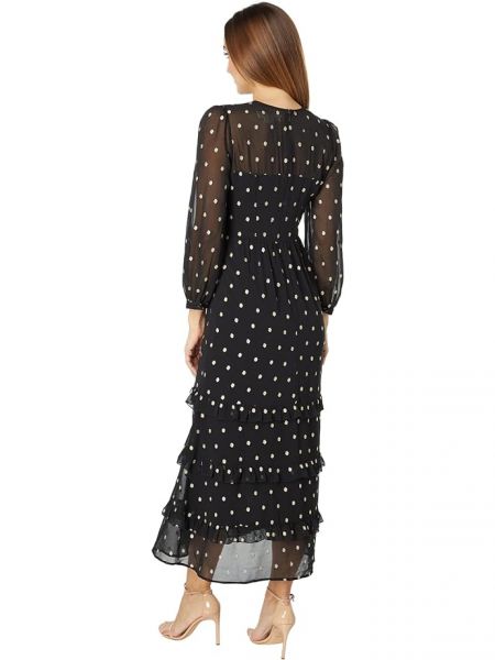 Жаккард длинное платье с длинным рукавом Saltwater Luxe черное