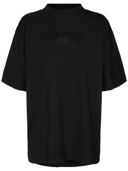 Camiseta desgastada de tela jersey Balenciaga negro
