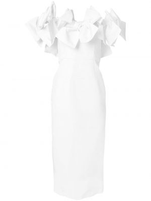 Biała sukienka koktajlowa z kokardką Carolina Herrera