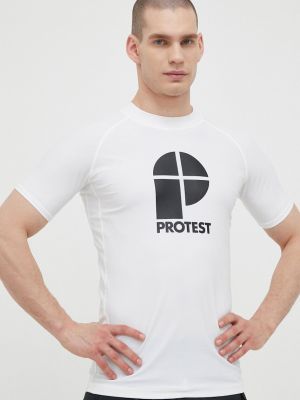 Тениска с дълъг ръкав с принт Protest бяло