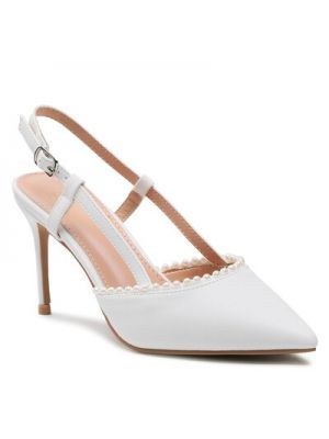 Pantofi cu toc din piele cu toc din piele ecologică Jenny Fairy alb