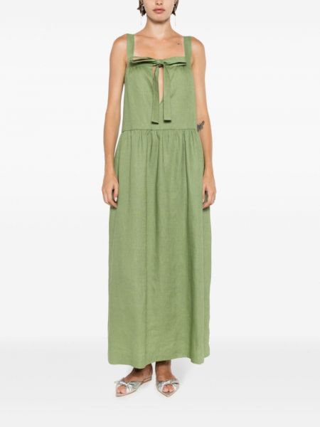 Lněné dlouhé šaty Adriana Degreas zelené