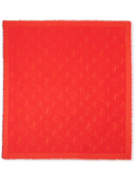 Sciarpa di lana di seta in tessuto jacquard Jimmy Choo rosso