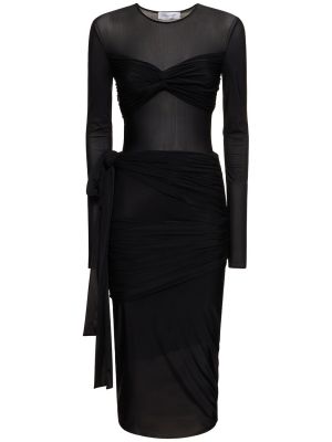 Drapované midi šaty s mašlí Blumarine černé