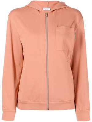 Fleece hoodie mit reißverschluss Brunello Cucinelli pink