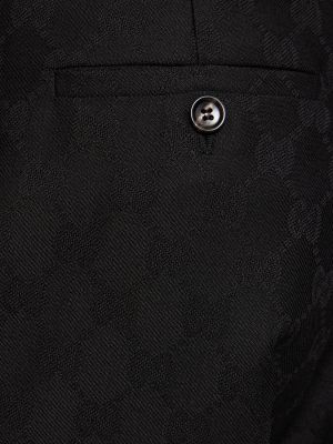 Žakárové vlněné kalhoty Gucci černé