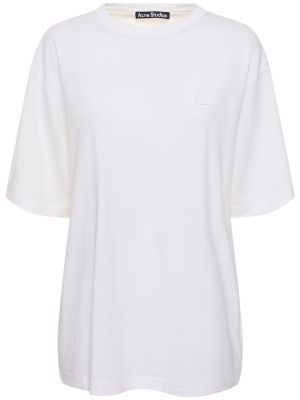 Kokvilnas t-krekls ar īsām piedurknēm džersija Acne Studios balts