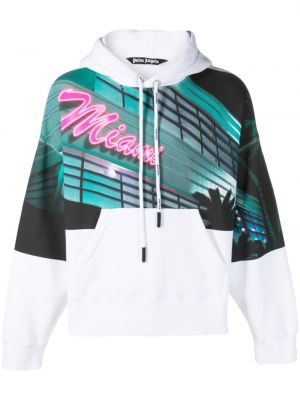 Hoodie con stampa Palm Angels bianco