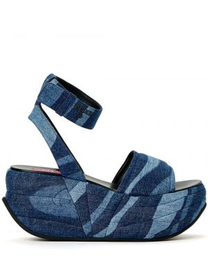 Sandály na klínovém podpatku Pucci modré
