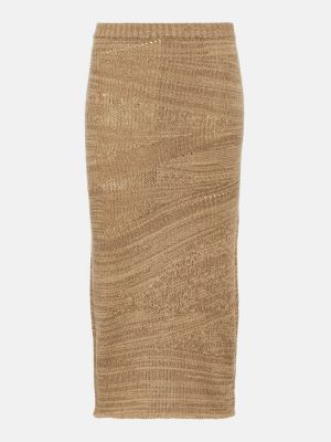 Vlnená midi sukňa Acne Studios hnedá