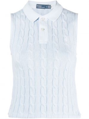 Pletena bombažna polo majica z v-izrezom Polo Ralph Lauren