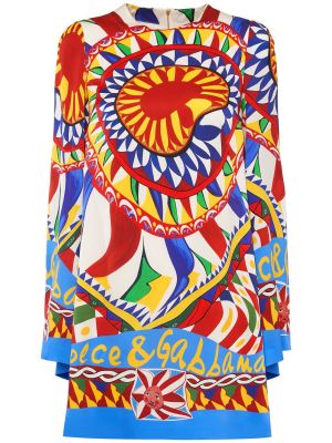 Svilena mini obleka s potiskom Dolce & Gabbana