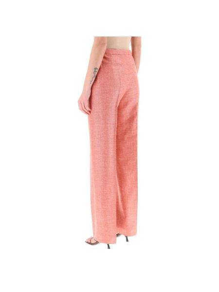 Pantalones de lana de lino de seda Agnona rosa