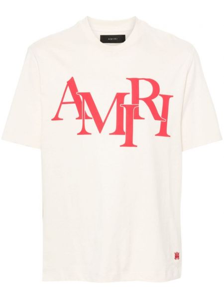 Βαμβακερή μπλούζα με σχέδιο Amiri μπεζ