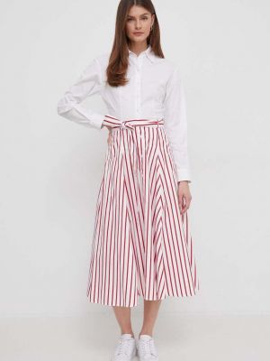 Pamučna midi suknja Polo Ralph Lauren crvena