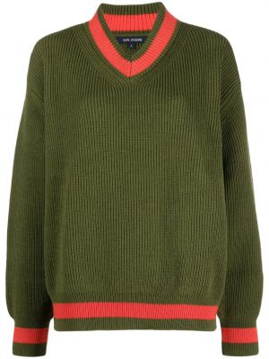 Pruhovaný vlněný svetr s výstřihem do v Sofie D'hoore zelený