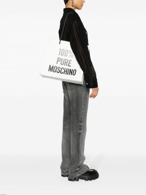 Dabīgās ādas shopper soma ar apdruku Moschino