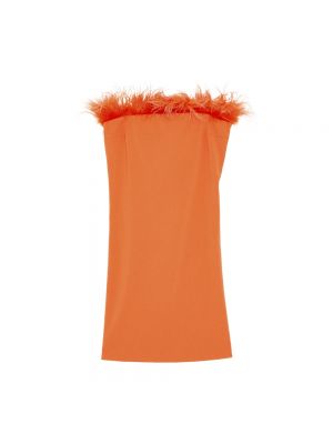 Sukienka mini dopasowana w piórka Patrizia Pepe pomarańczowa