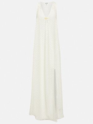 Кружевное длинное платье Ganni белое