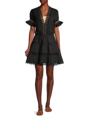 Платье мини с вышивкой Peixoto черное
