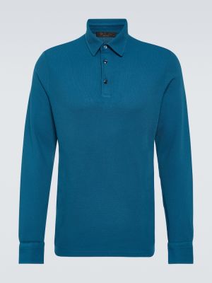Medvilninis polo marškinėliai Loro Piana mėlyna