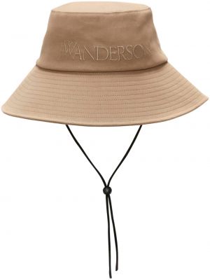 Haftowany kapelusz bawełniany Jw Anderson beżowy