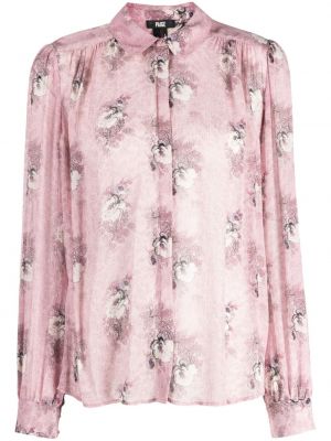 Копринена блуза на цветя с принт Paige розово
