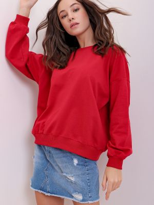 Bluza dresowa oversize Trend Alaçatı Stili czerwona