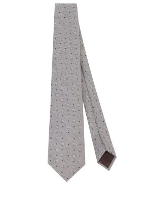 Кашемировый шелковый галстук с принтом Canali серый