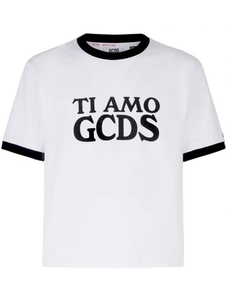 Raštuotas medvilninis marškinėliai Gcds balta
