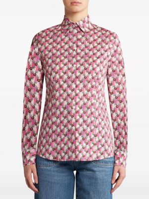 Gėlėta medvilninė marškiniai Etro rožinė