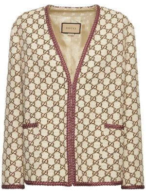 Giacca di lana in tweed Gucci beige