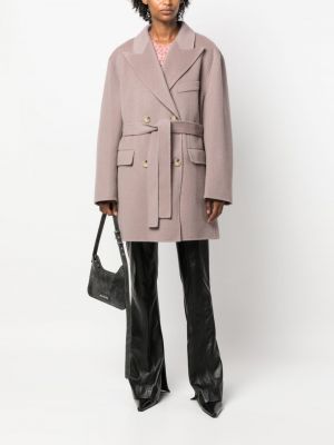 Vlněný kabát Acne Studios fialový