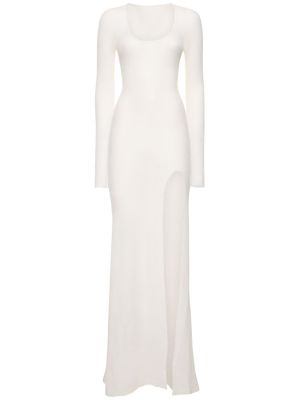 Μάξι φόρεμα mohair Jacquemus λευκό