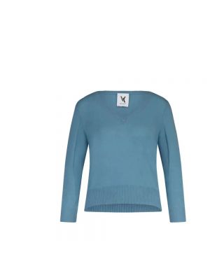 Sweter z dekoltem w serek Van Kukil niebieski