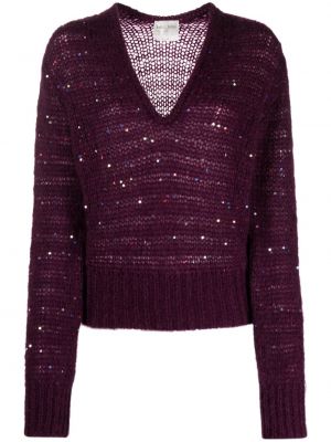 Megztinis su blizgučiais v formos iškirpte Forte_forte violetinė
