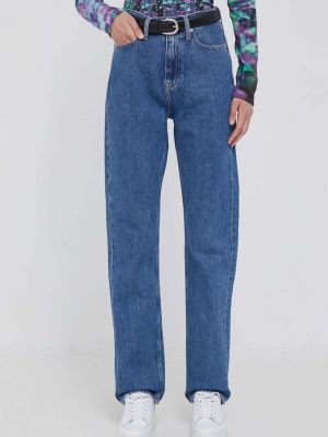Džíny s vysokým pasem Calvin Klein Jeans modré