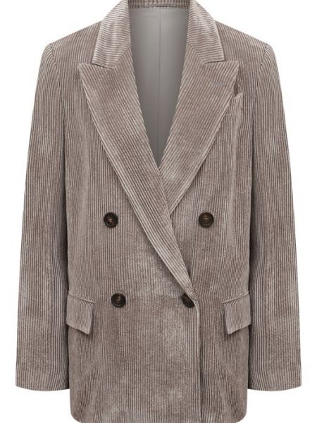 Вельветовый пиджак Brunello Cucinelli серый