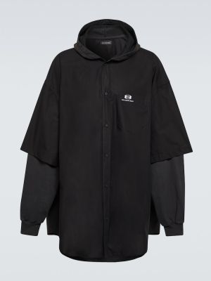Černá bavlněná fleecová bunda Balenciaga