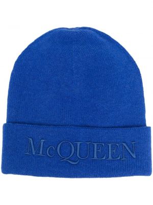 Megztas siuvinėtas kepurė Alexander Mcqueen mėlyna