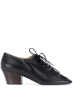 Ниски обувки с връзки с квадратен връх с дантела Lemaire черно