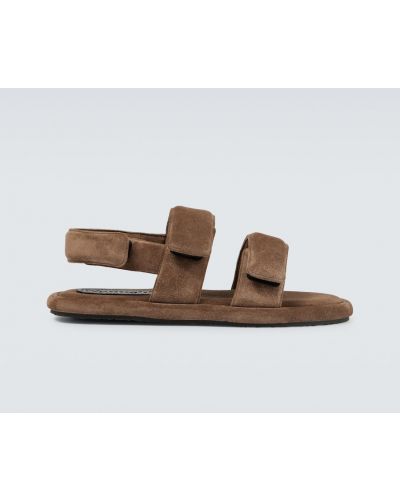 Semišové sandály bez podpatku Nanushka hnědé